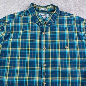 Duluth Shirt Mens XL Blue Plaid BBQ Relaxed Fit Untucked Short Sleeve Cotton